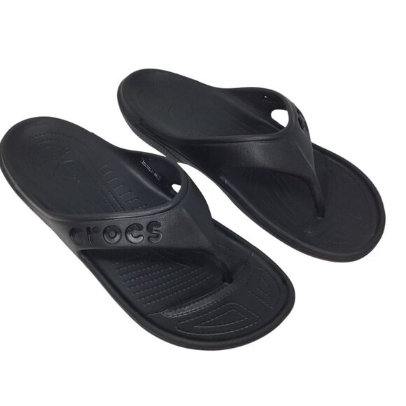 Crocs Baya Flip Flops 11999 Men's Size 13 Black Thong Slip On Comfort Cushioned - Picture 1 of 8